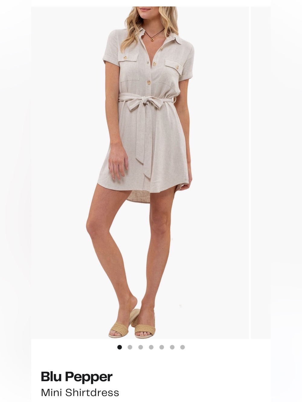 NWT Blu Pepper Mini Belted Shirt Dress